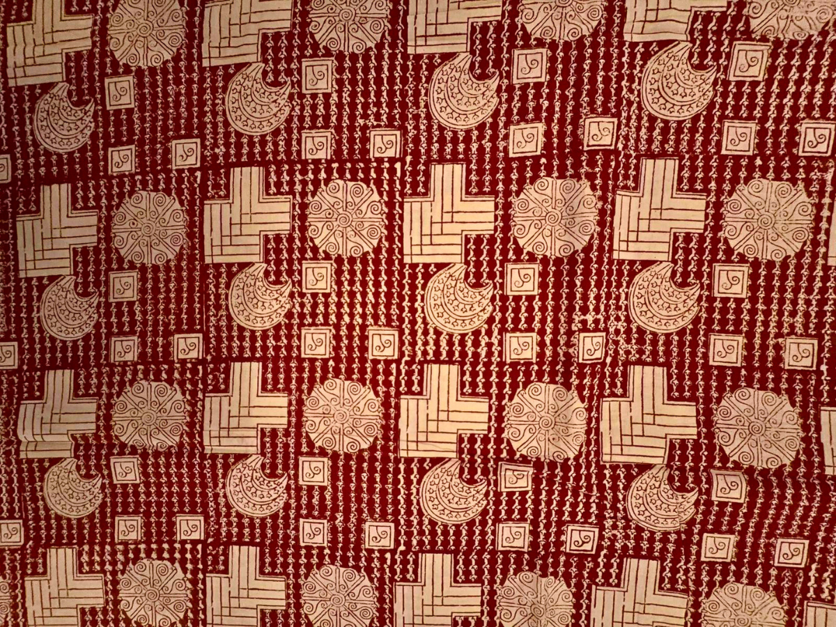 Maroon Geometric Cotton Cambric Fabric KTEX