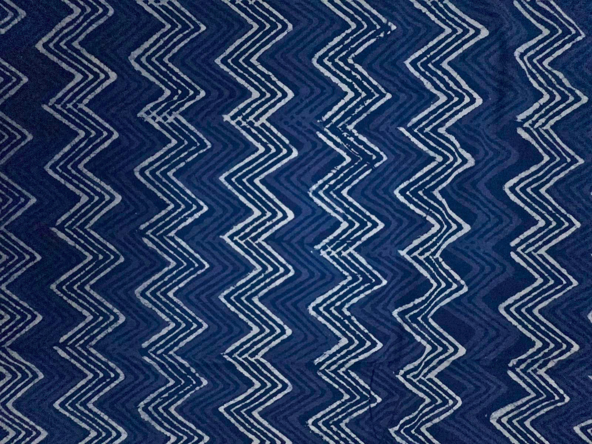 Indigo Chevron Cotton Cambric Fabric KTEX