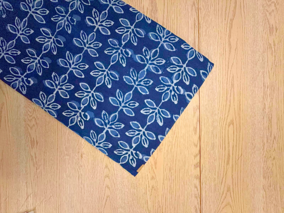 Indigo Floral Cotton Cambric Fabric KTEX