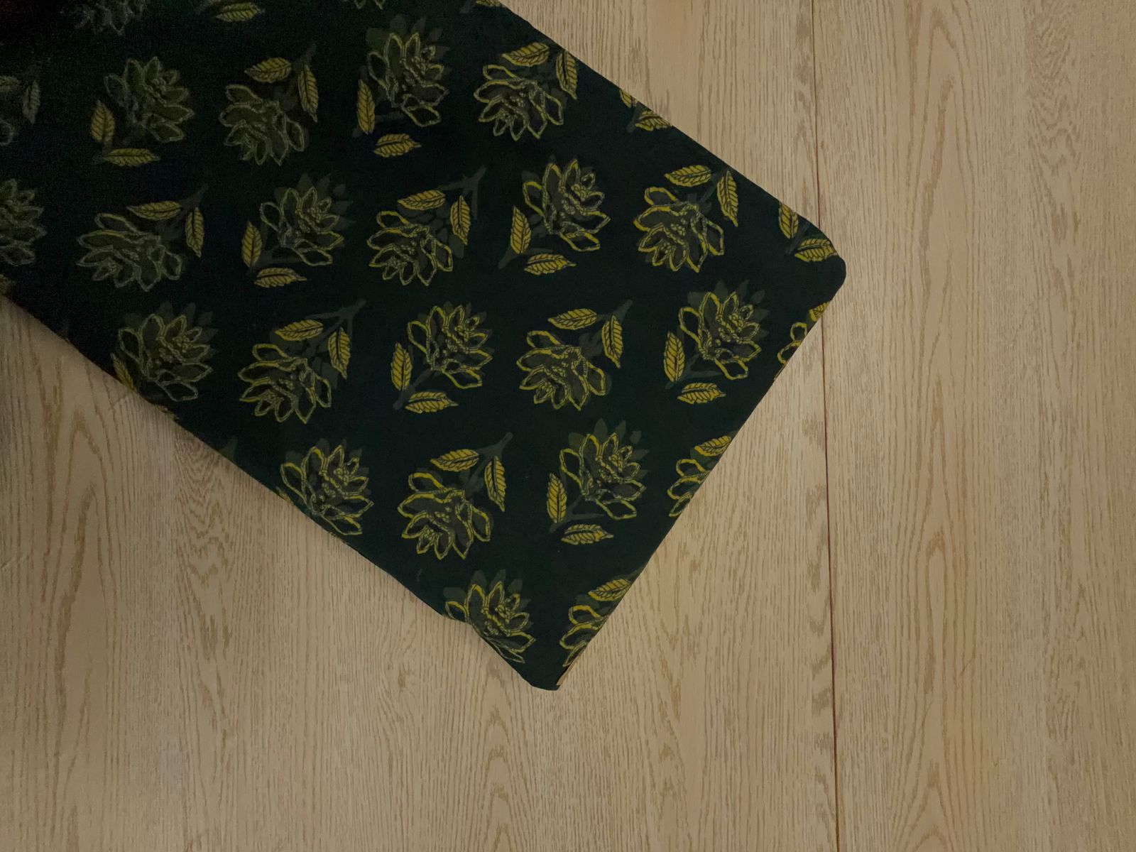 Bottle Green Floral Cotton Cambric Fabric KTEX