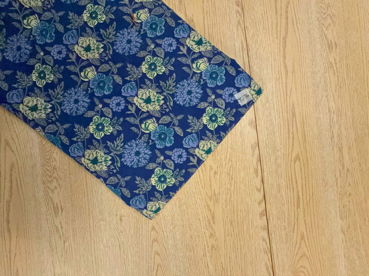 Blue Floral Cotton Cambric Fabric KTEX