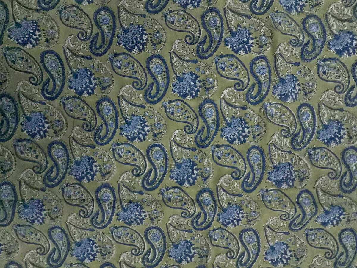 Sea Green Floral Cotton Cambric Rapid Fabric KTEX