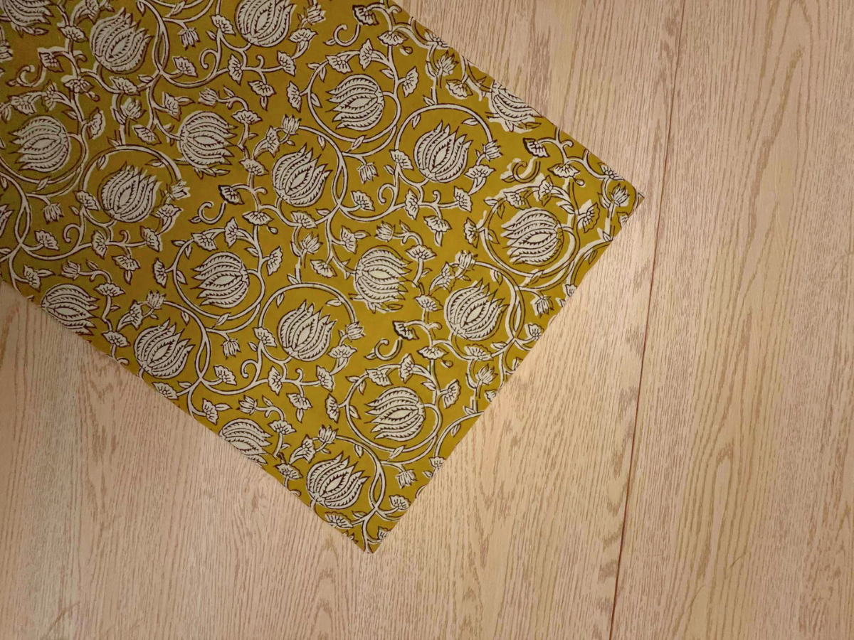 Mustard Floral Cotton Cambric Fabric KTEX