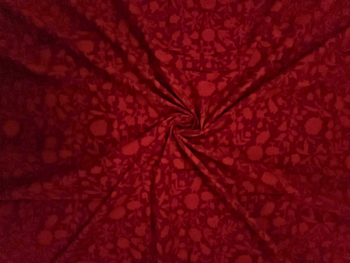Red Floral Cotton Cambric Fabric KTEX