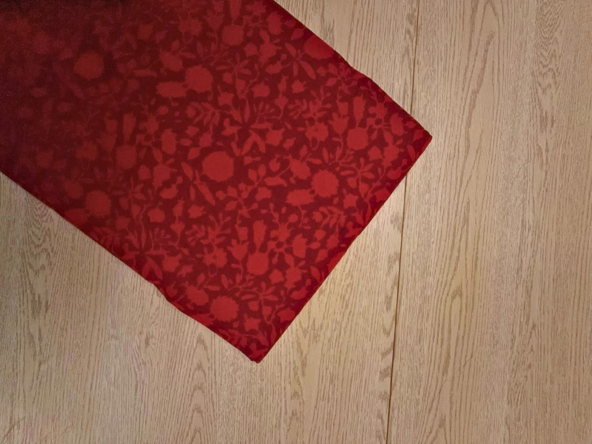 Red Floral Cotton Cambric Fabric KTEX