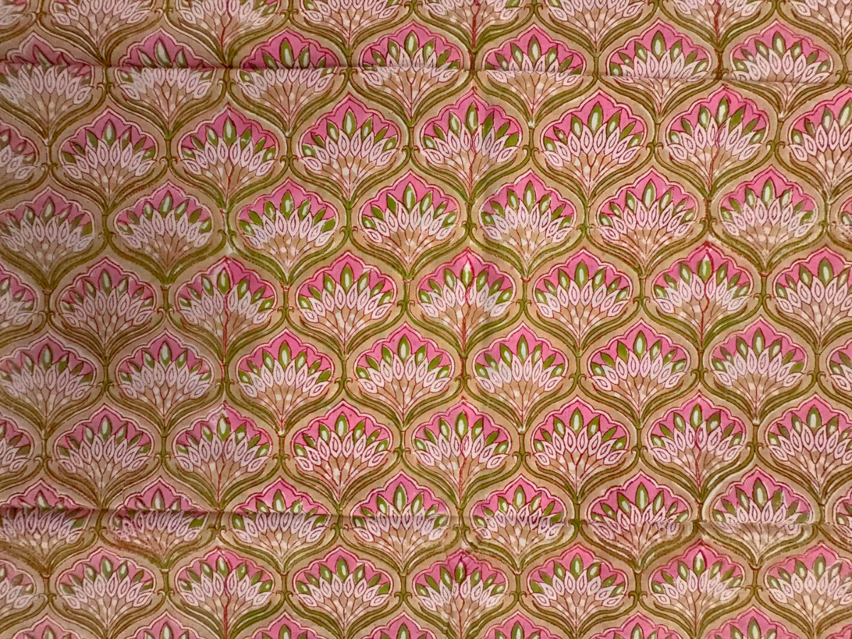 Peach Floral Cotton Cambric Fabric KTEX