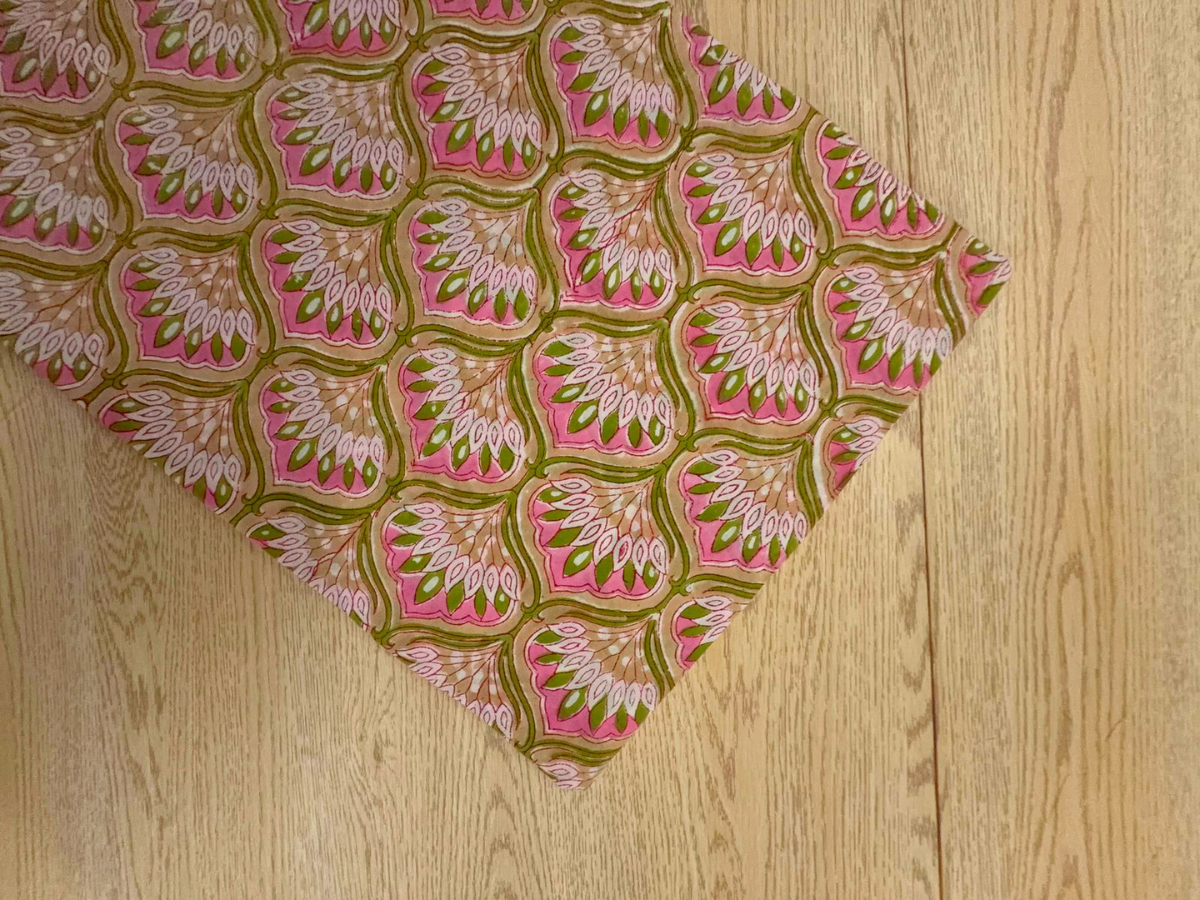 Peach Floral Cotton Cambric Fabric KTEX