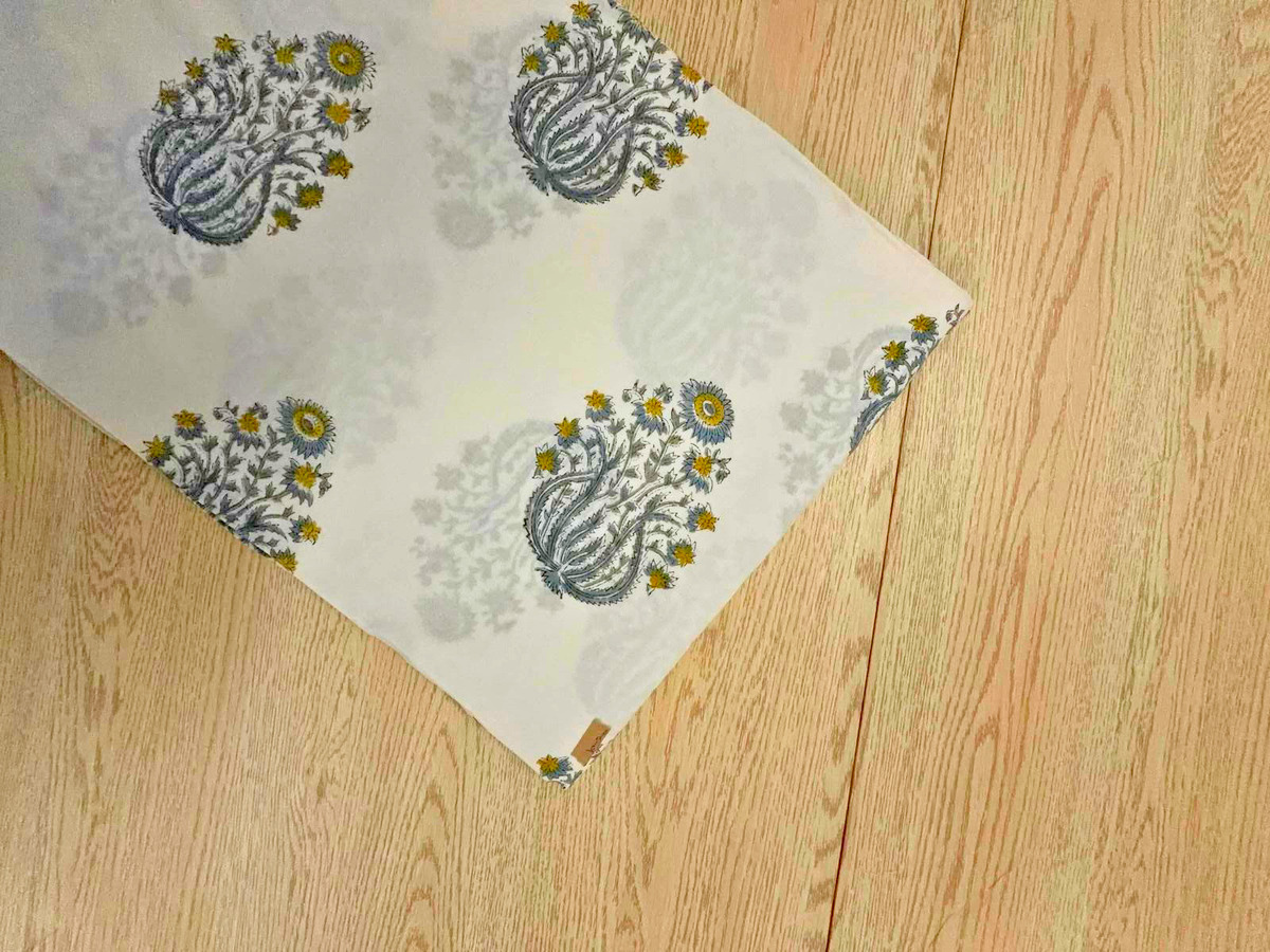 White & Grey Floral Cotton Cambric Fabric KTEX