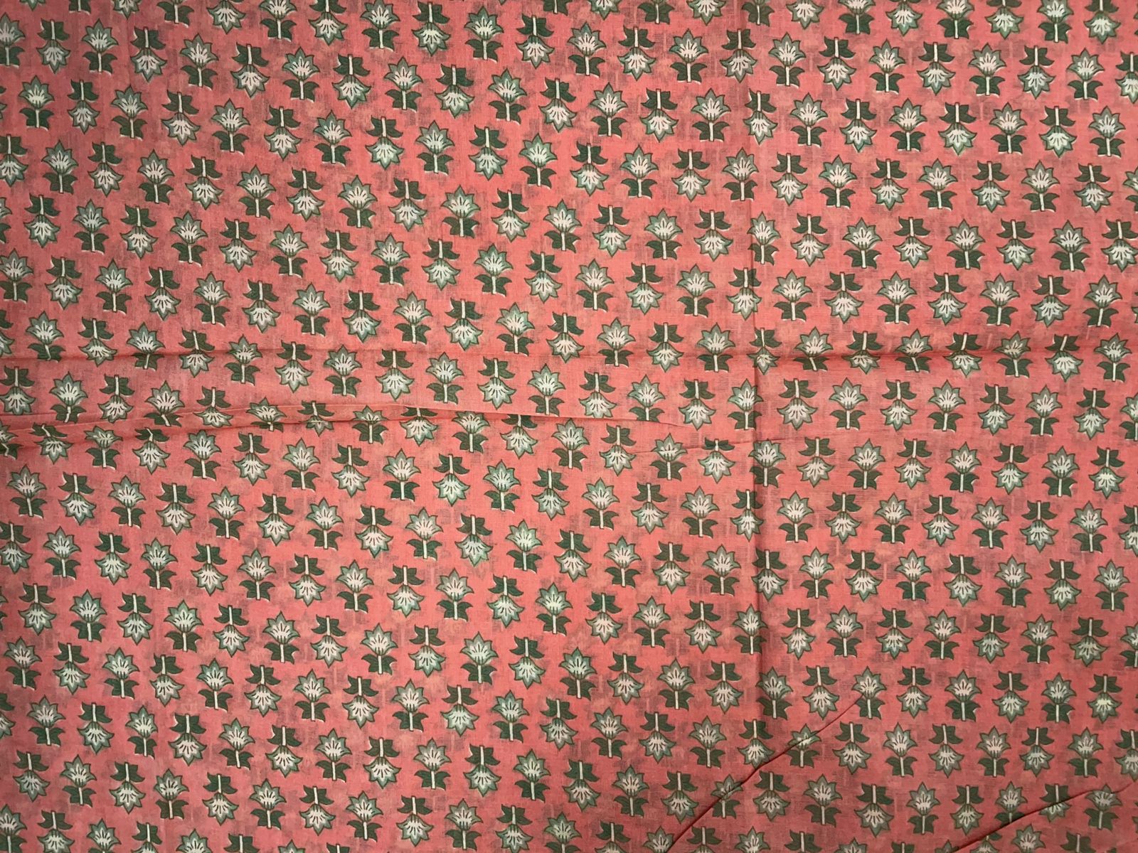 Peach Floral Pure Cotton Suit Set With Dupatta KTEX