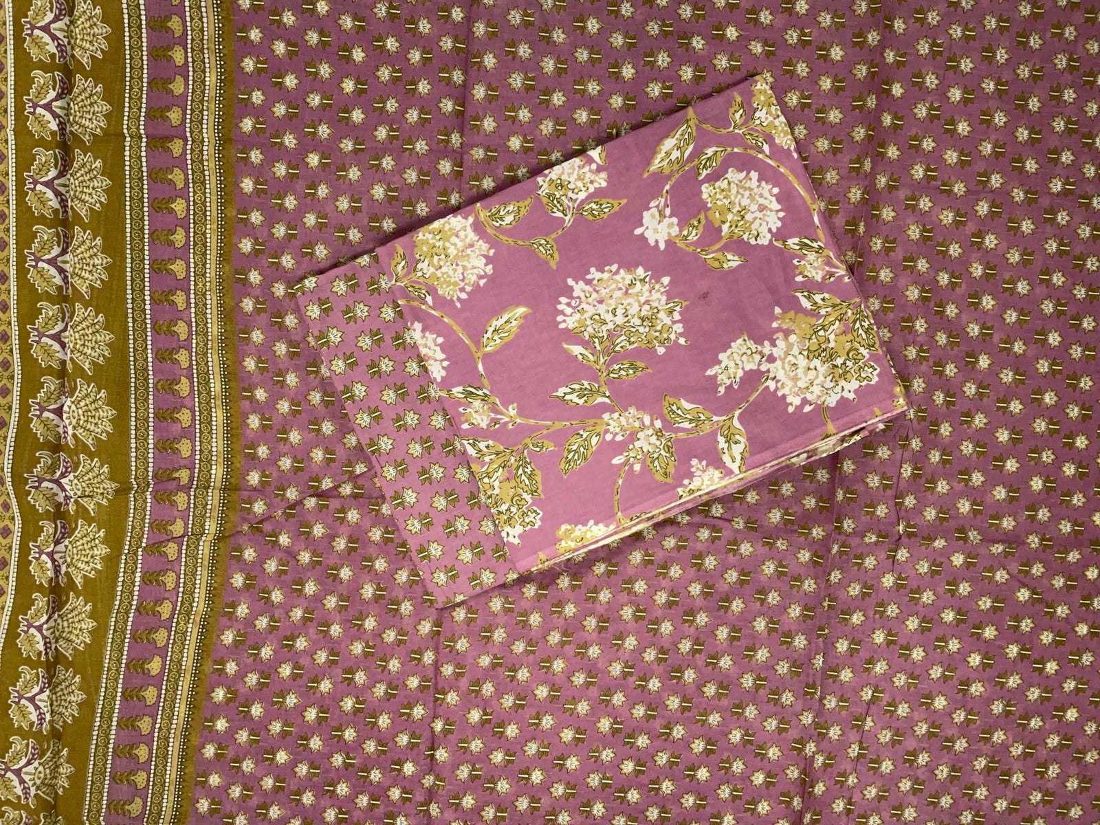 Onion Pink Flora Pure Cotton Suit Set With Dupatta KTEX