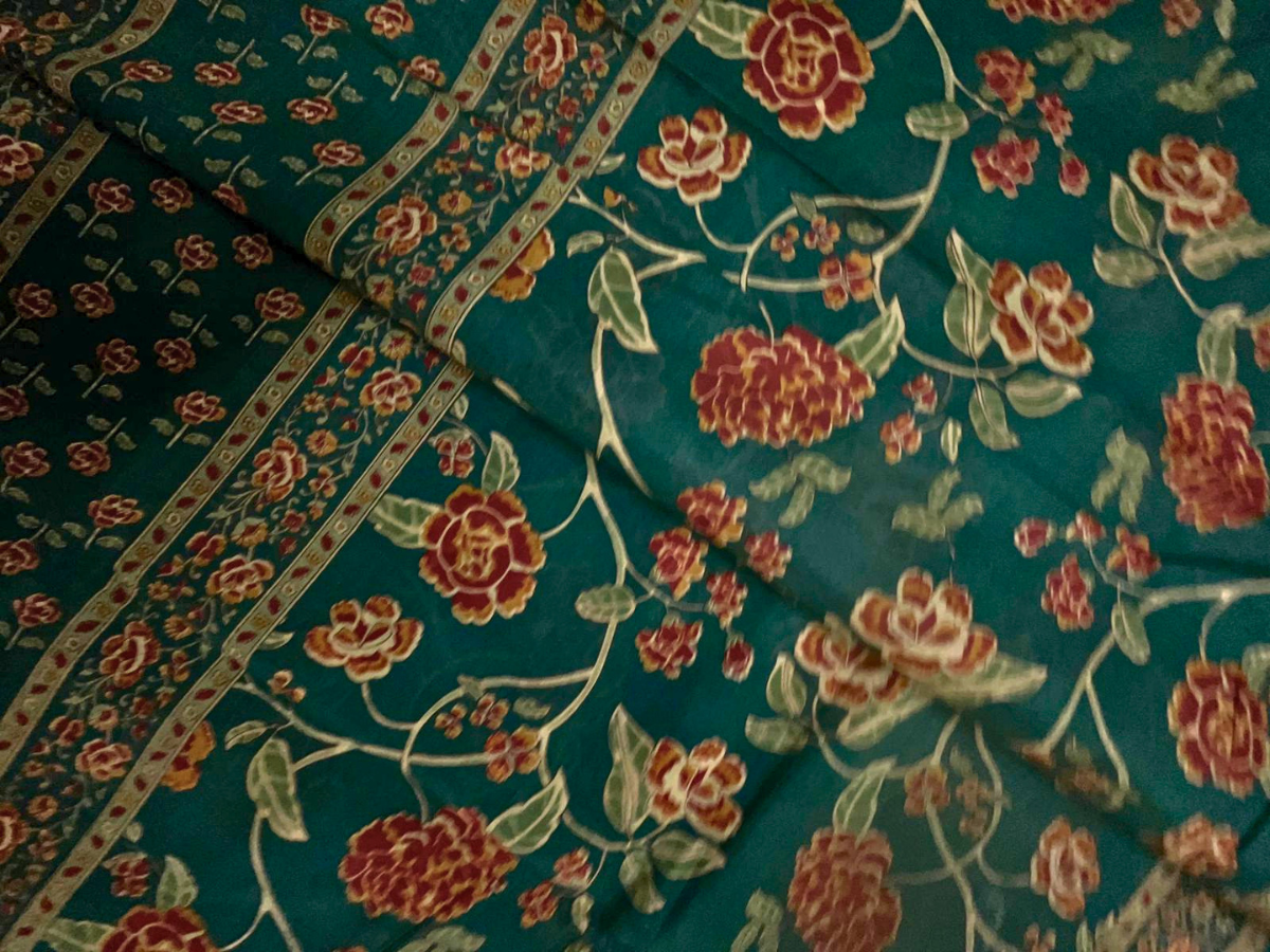 Bottle Green Floral Cotton Dupatta Fabric KTEX