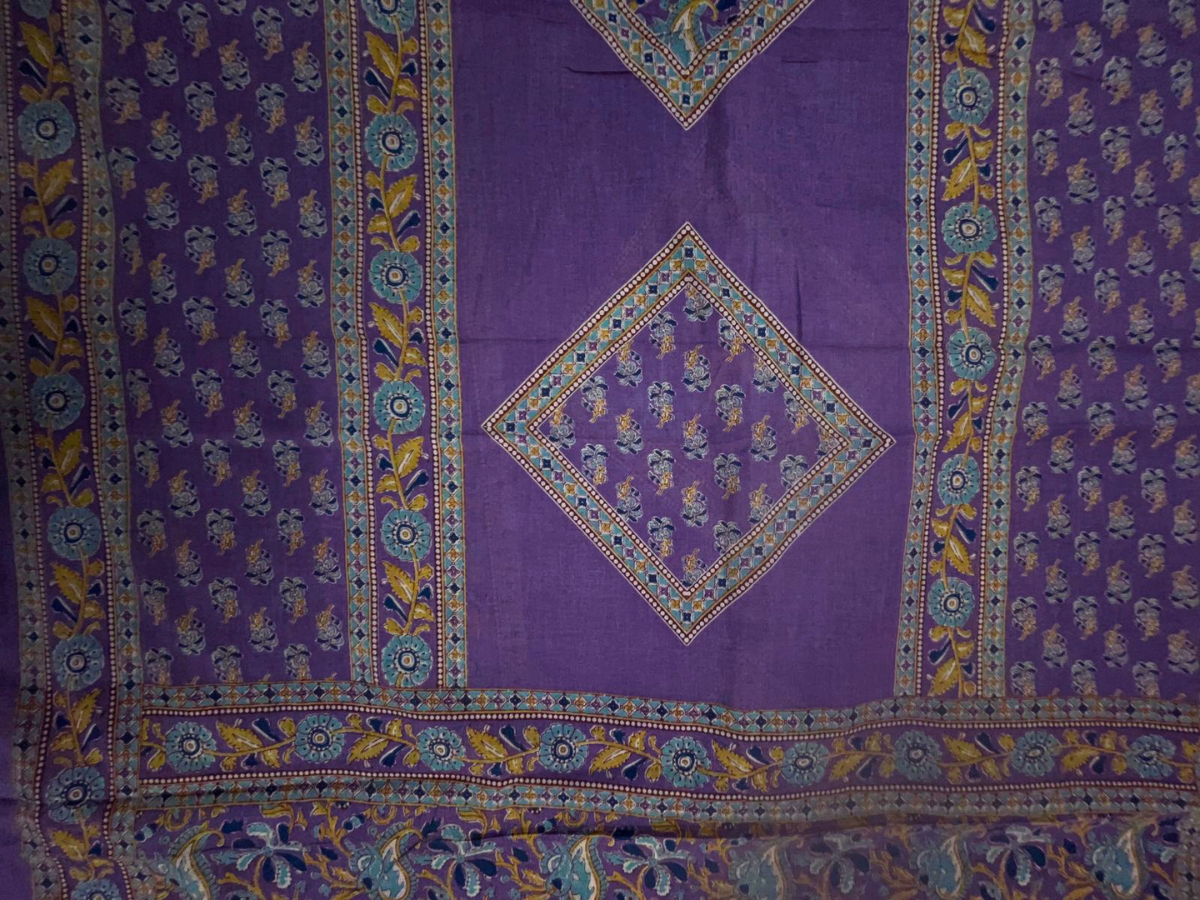 Lilac Floral Cotton Dupatta Fabric KTEX