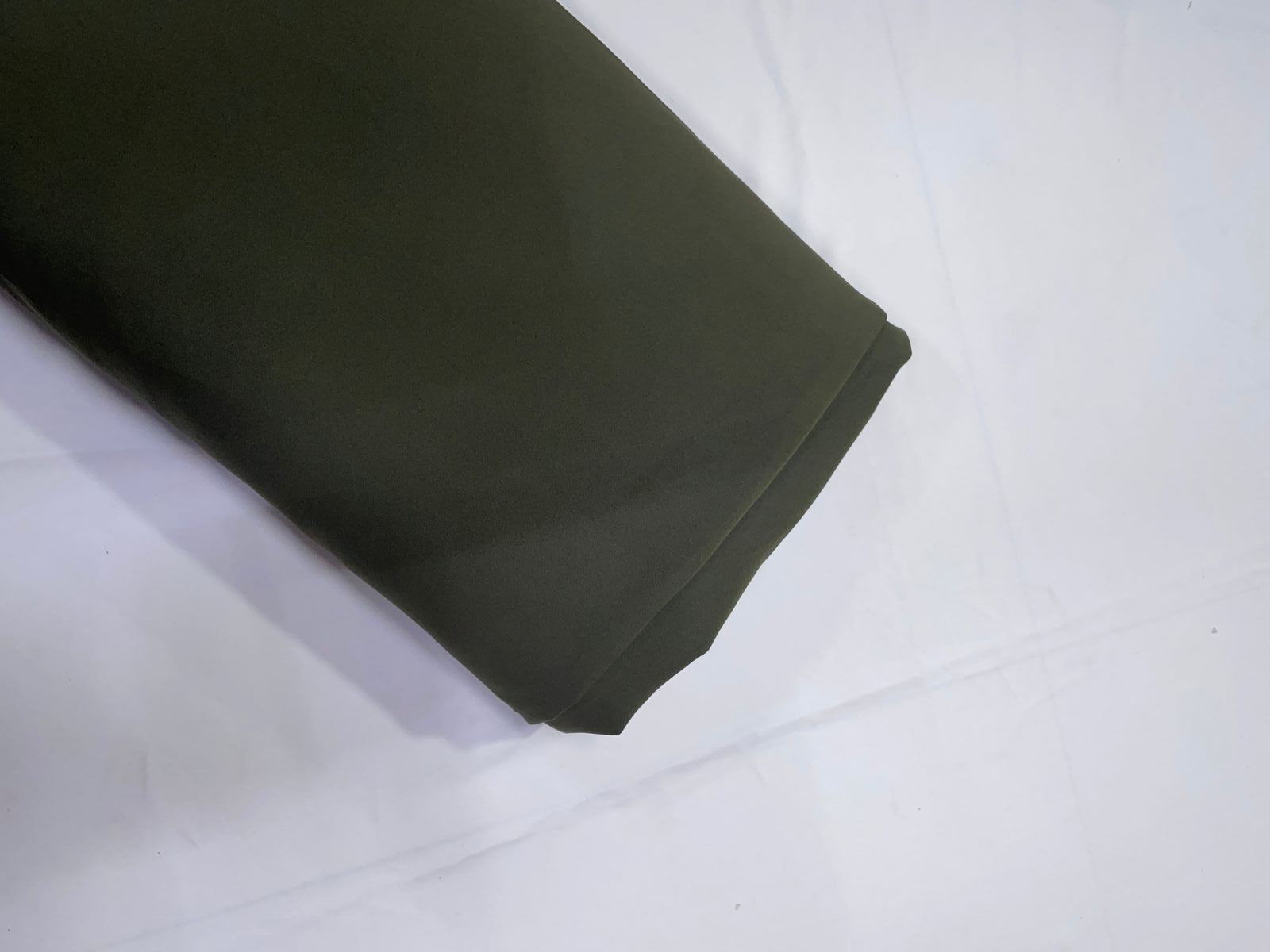 Dark Olive Plain Barbie Crepe Fabric KTEX