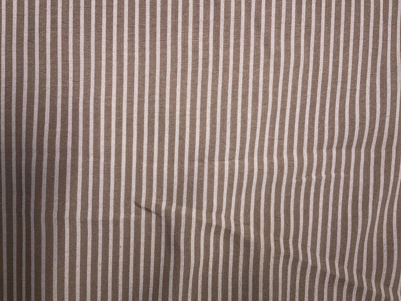 Light Brown & White Stripes Linen Fabric KTEX