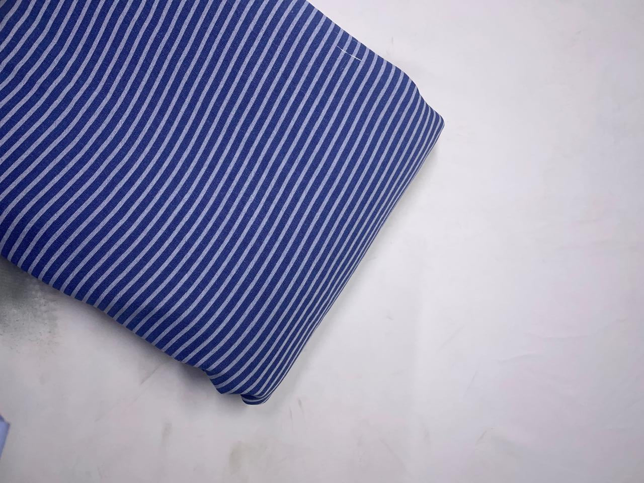 Blue & White Stripes Linen Fabric KTEX