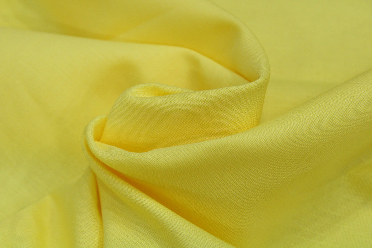 Lemon Yellow Plain Premium Linen Shirting Fabric