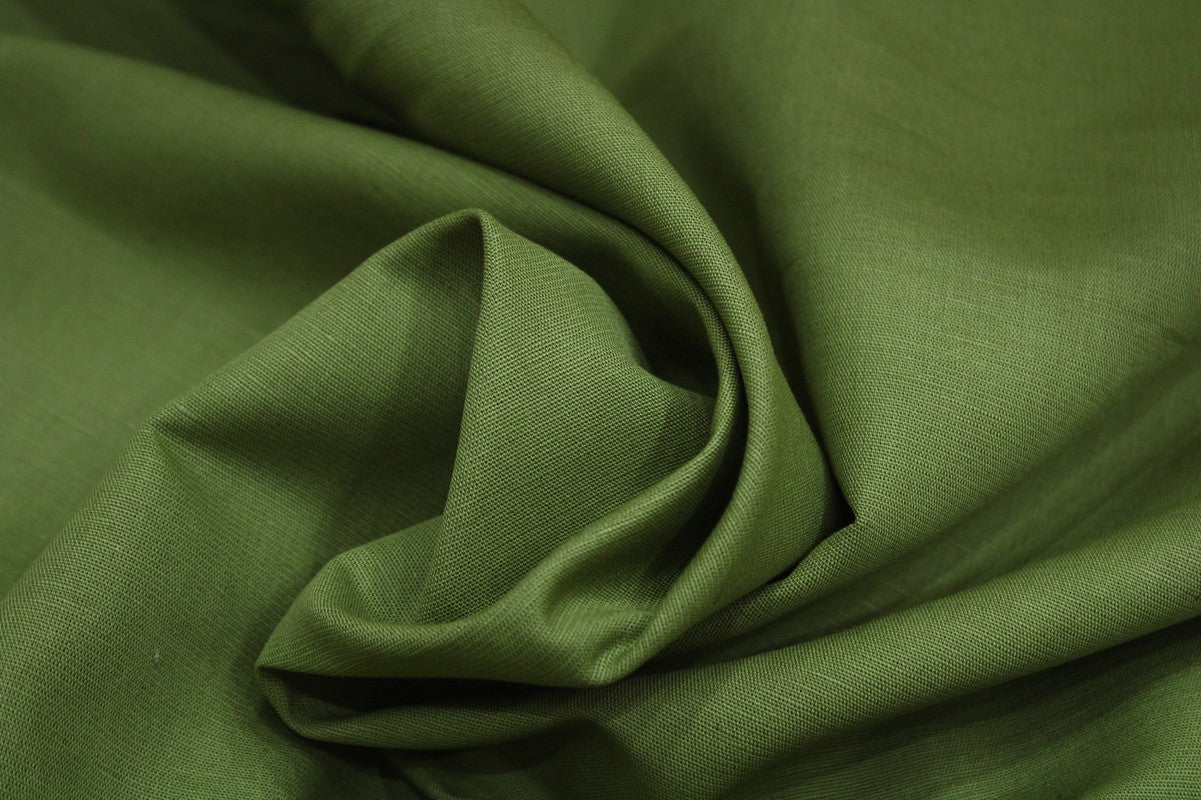 Green Plain Premium Linen Shirting Fabric