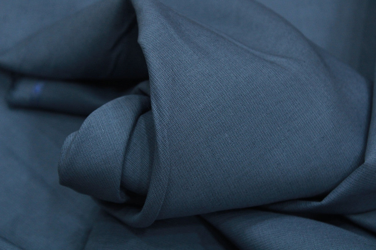 Steel Blue Plain Premium Linen Fabric