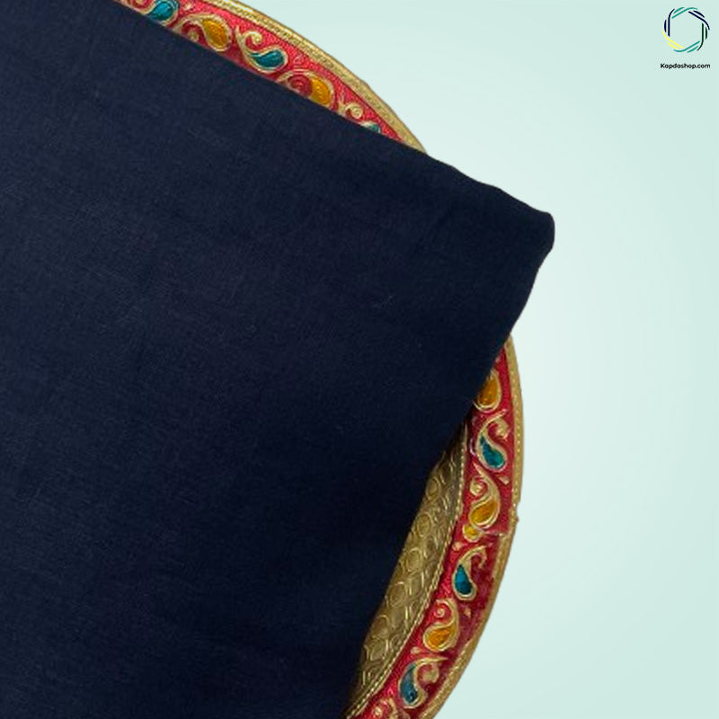 Unisex Navy Blue Plain Pure linen (2.5 Mtr) | White Plain Cotton Fabric(1.5 Mtr) Unstiched Combo Set