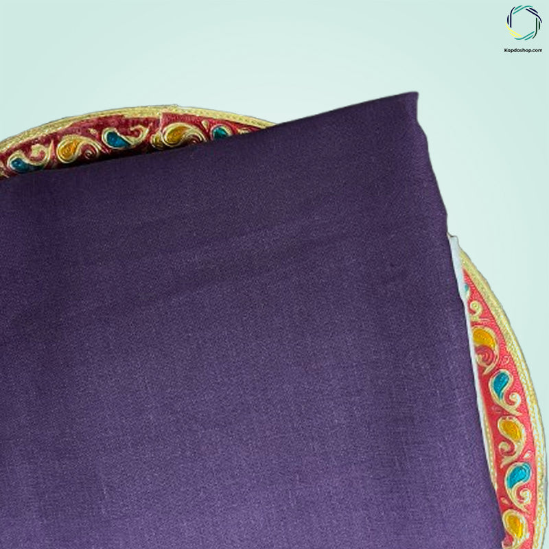 Unisex Purple Plain Pure linen (2.5 Mtr) | White Plain Cotton Fabric(1.5 Mtr) Unstiched Combo Set