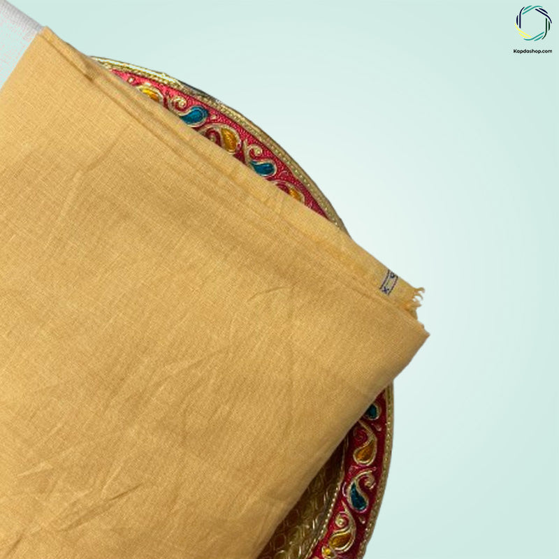 Unisex Yellow Plain Pure linen (2.5 Mtr) | White Plain Cotton Fabric(1.5 Mtr) Unstiched Combo Set