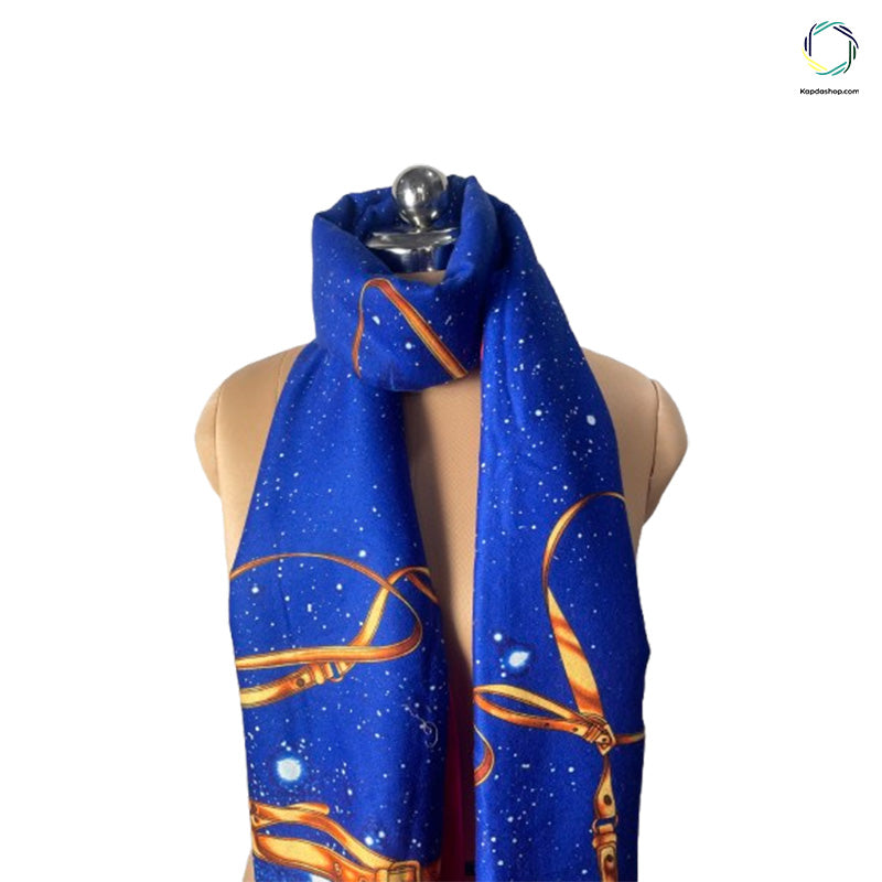 Blue & Orange Designed Dual Sided Premium Stole