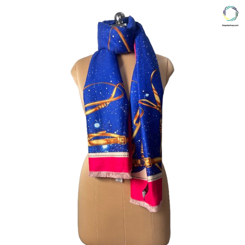 Blue & Orange Designed Dual Sided Premium Stole