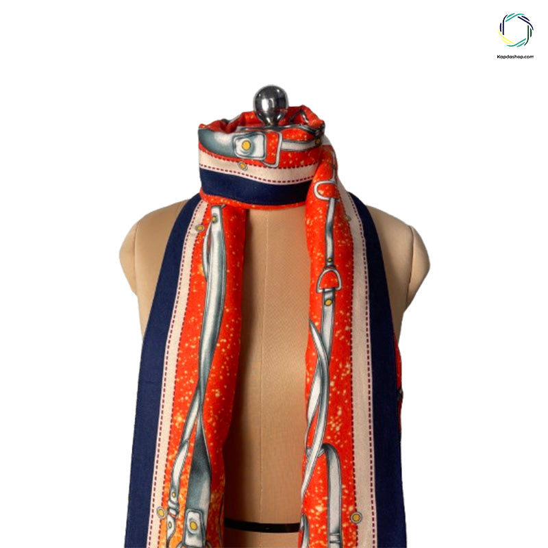 Blue & Orange Designed Dual Sided Premium Stole