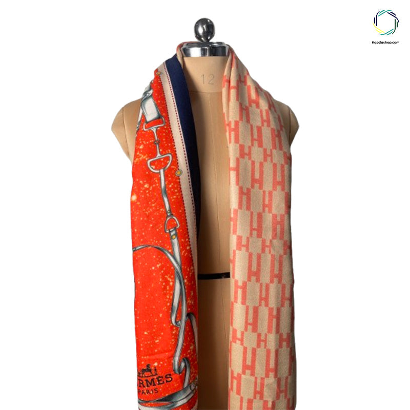 Blue & Orange Designed Dual Sided Premium Stole