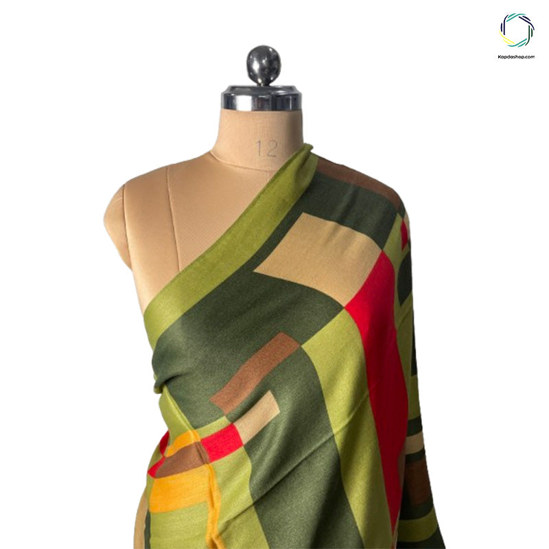 Multicolor Abstract Pure Wool Stole