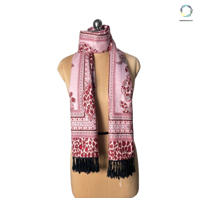 Pink Animal Designed Dual Sided Premium Stole