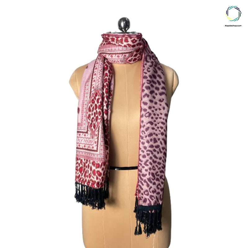 Pink Animal Designed Dual Sided Premium Stole