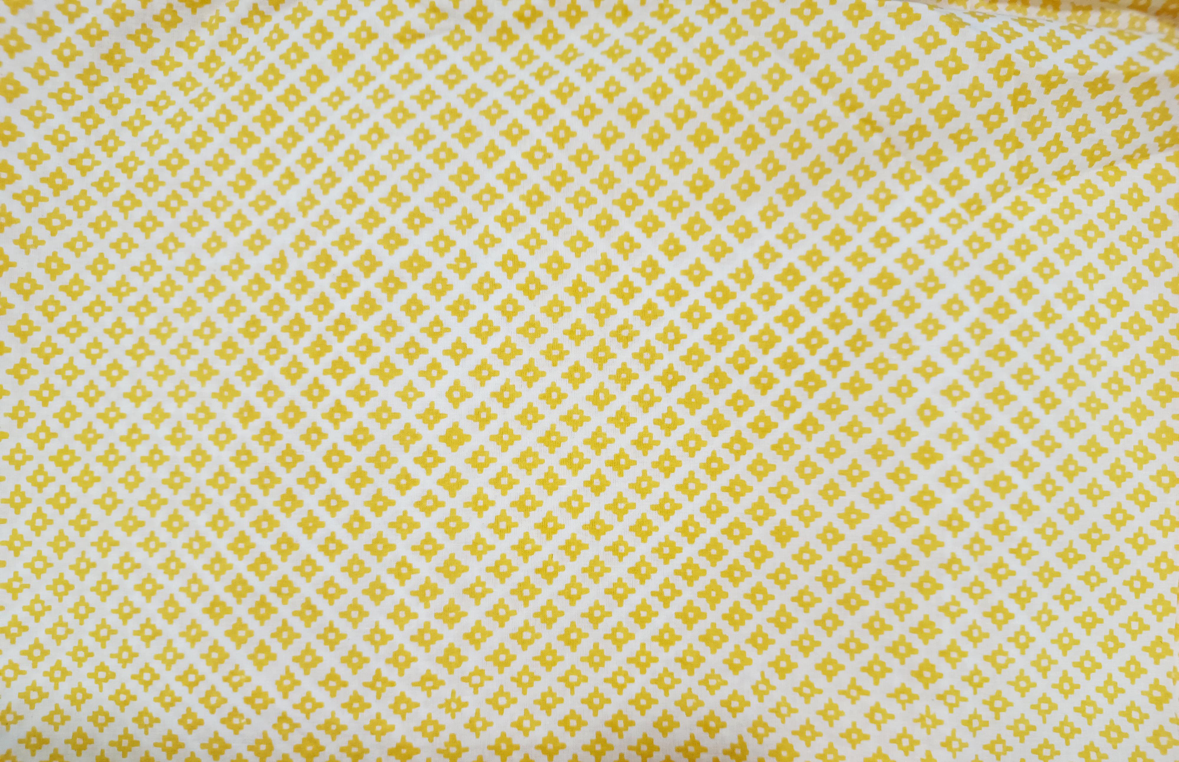 Yellow Motifs Cotton Voil Print Fabric