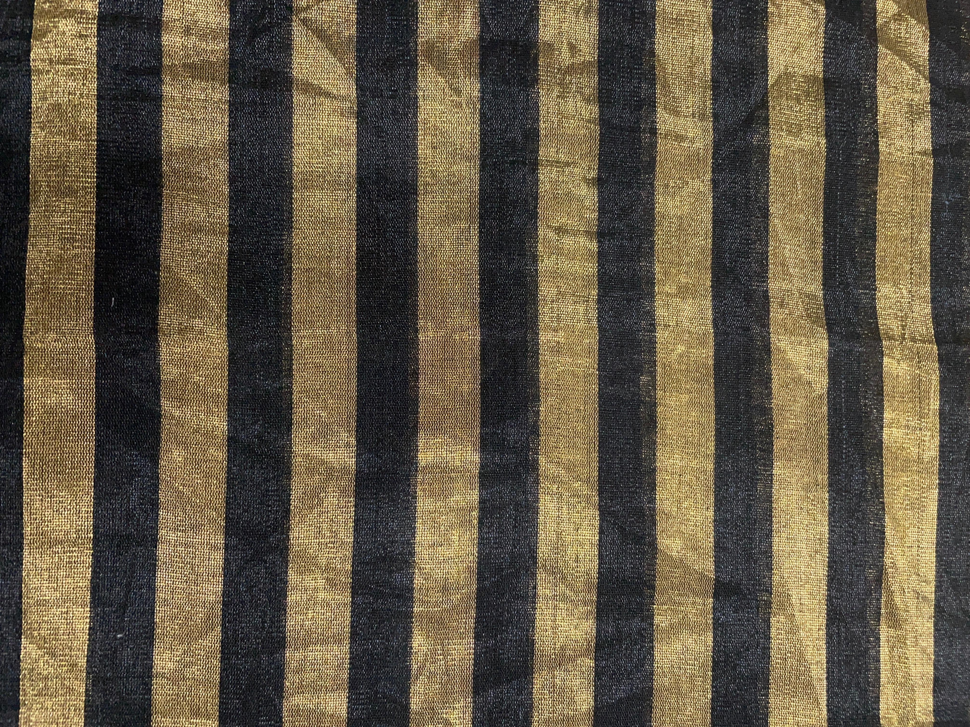 Black & Golden Plain Pure Tissue Fabric