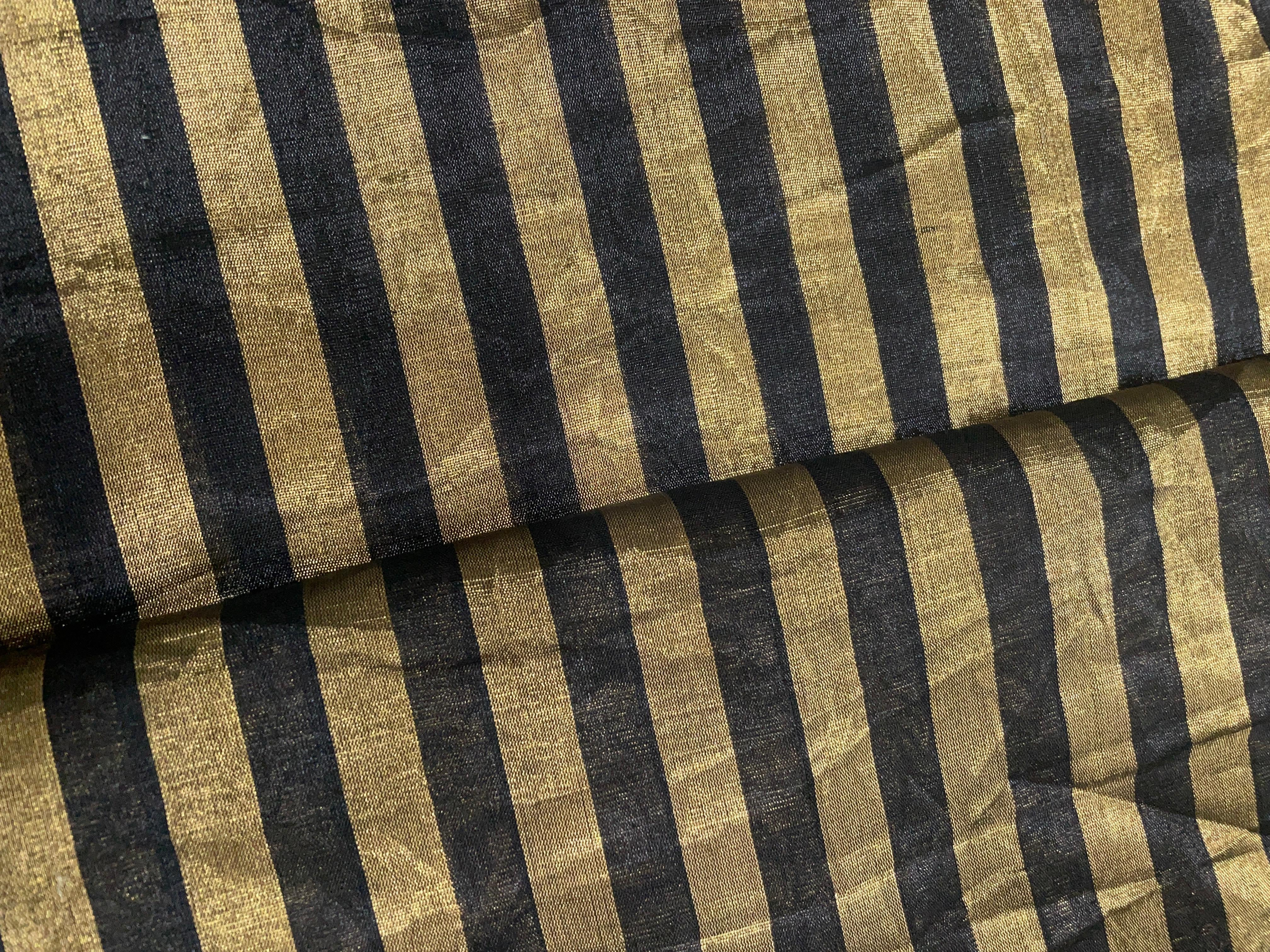 Black & Golden Plain Pure Tissue Fabric