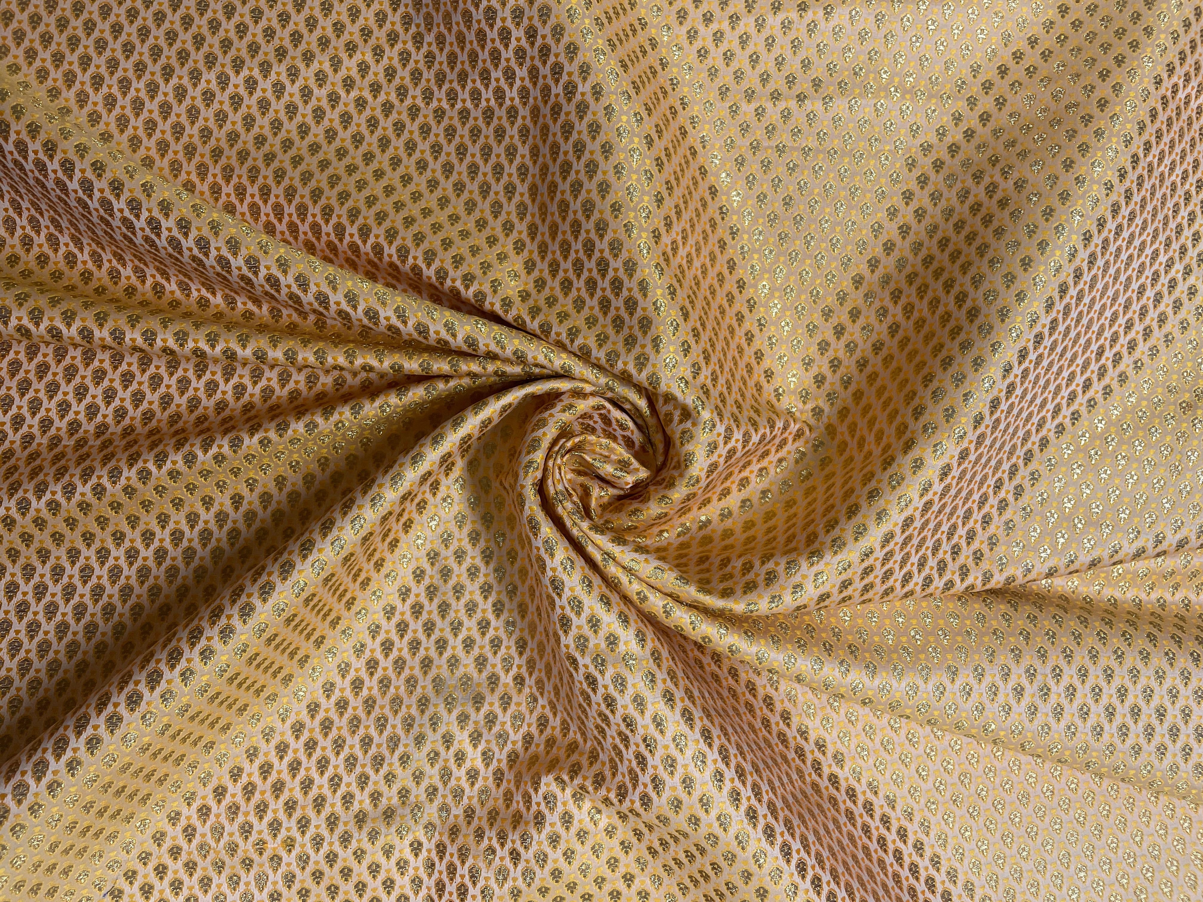 Mustard Floral Semi Brocade Fabric