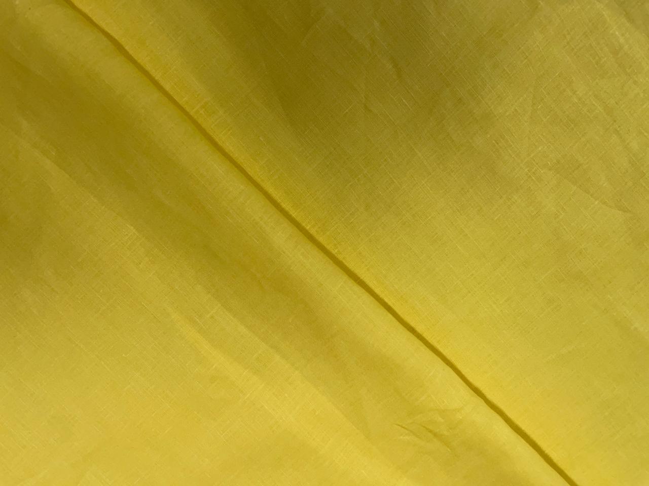 Bright Yellow Plain Pure Linen Fabric - 60 Lea - Kapda Shop