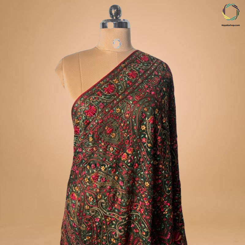 Multicolor Floral With Kashmir Embroiderd Work Georgette Dupatta