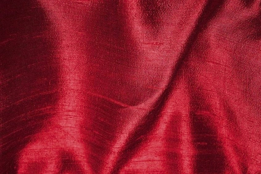 Red Plain Bangalore Raw Silk Fabric Fabric Cart