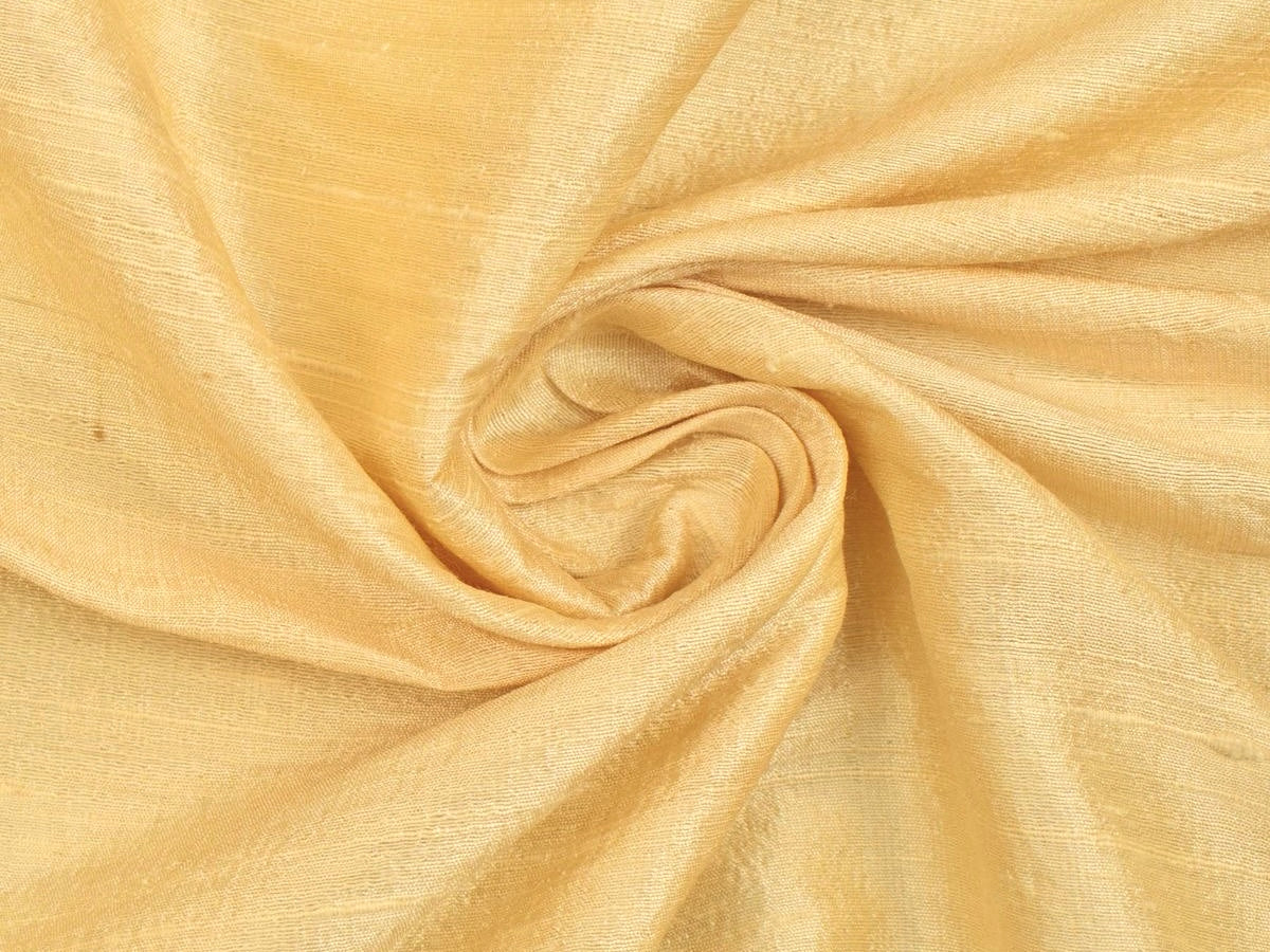 Creamy Yellow Plain Bangalore Raw Silk Fabric Fabric Cart