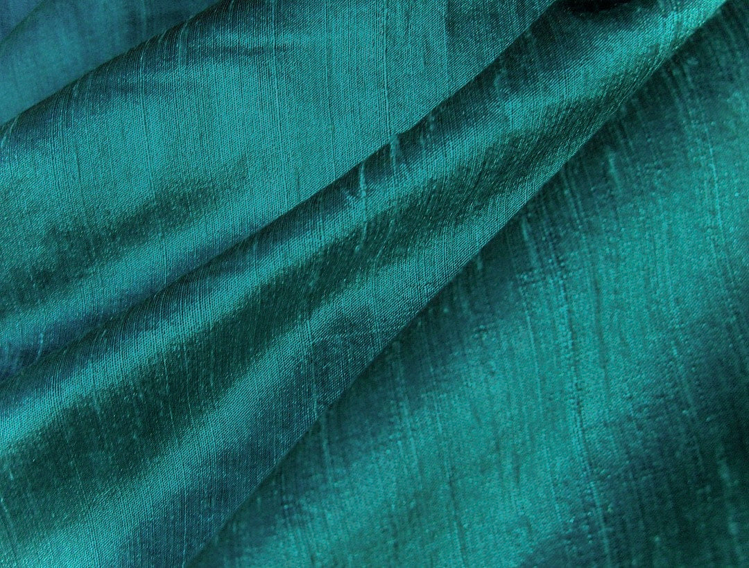 Deep Teal Plain Bangalore Raw Silk Fabric Fabric Cart
