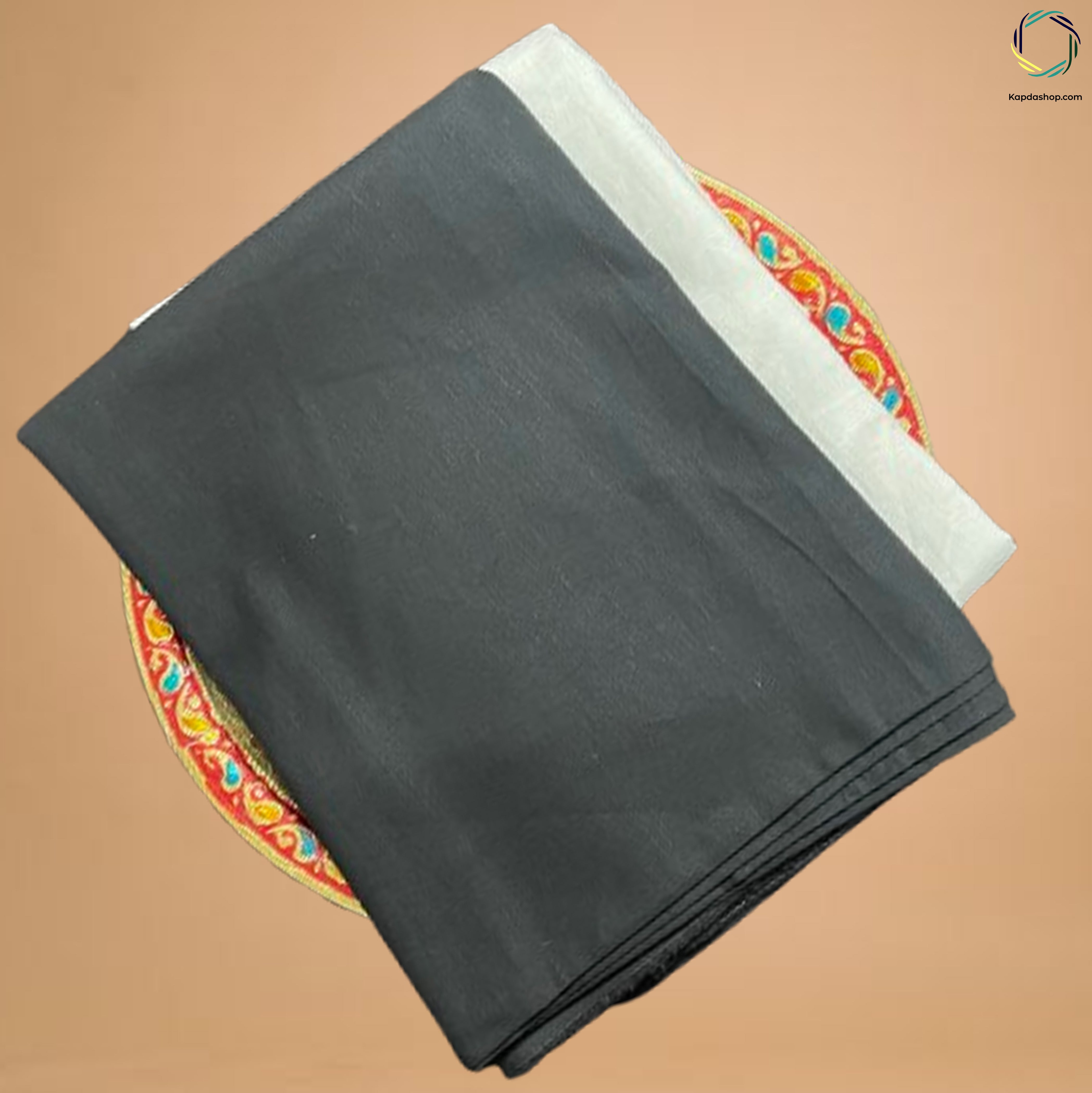 Unisex Black Pure linen (2.5 Mtr) | White Plain Cotton Fabric(1.5 Mtr) Unstiched Combo Set