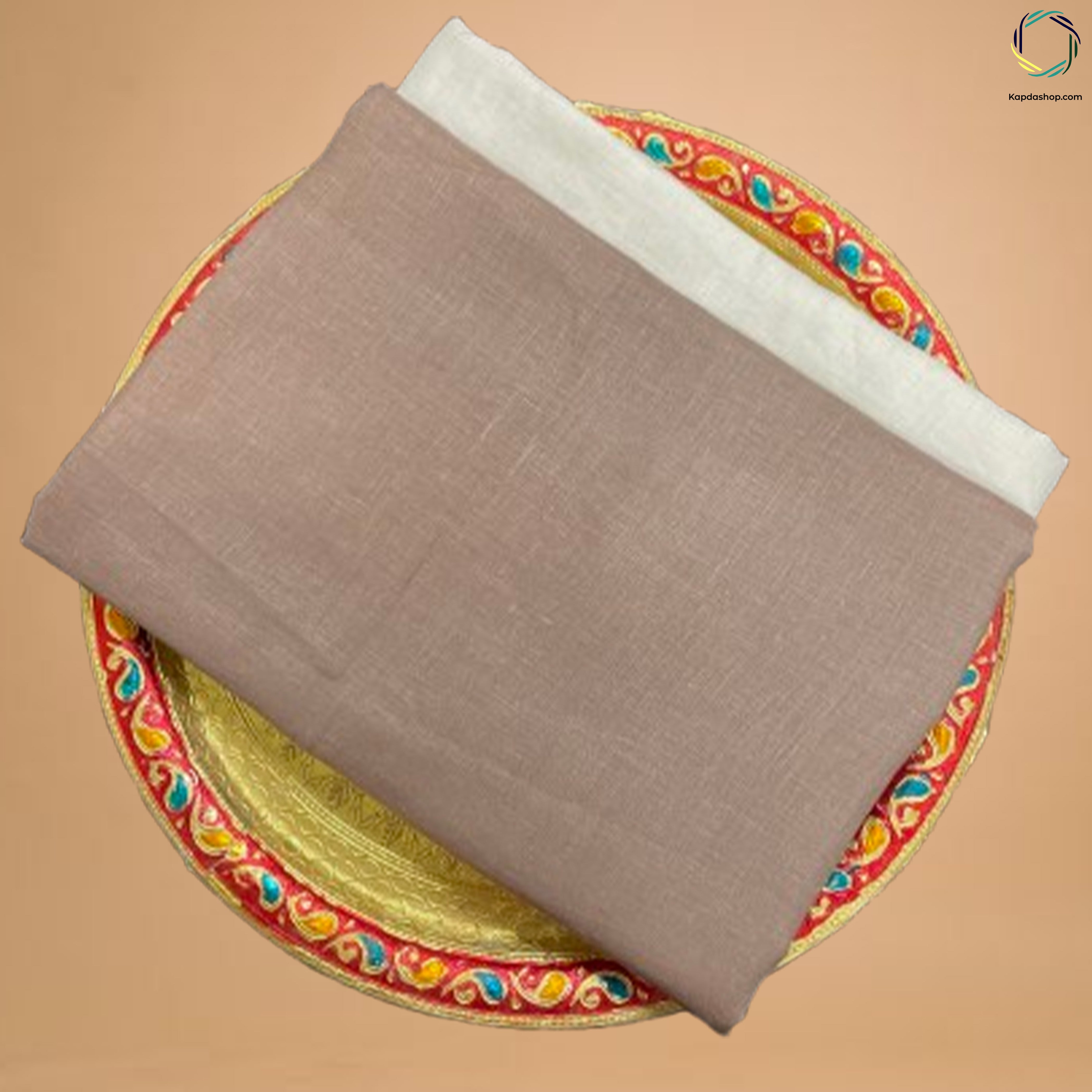 Unisex Natutal Beige Pure linen (2.5 Mtr) | White Plain Cotton Fabric(1.5 Mtr) Unstiched Combo Set