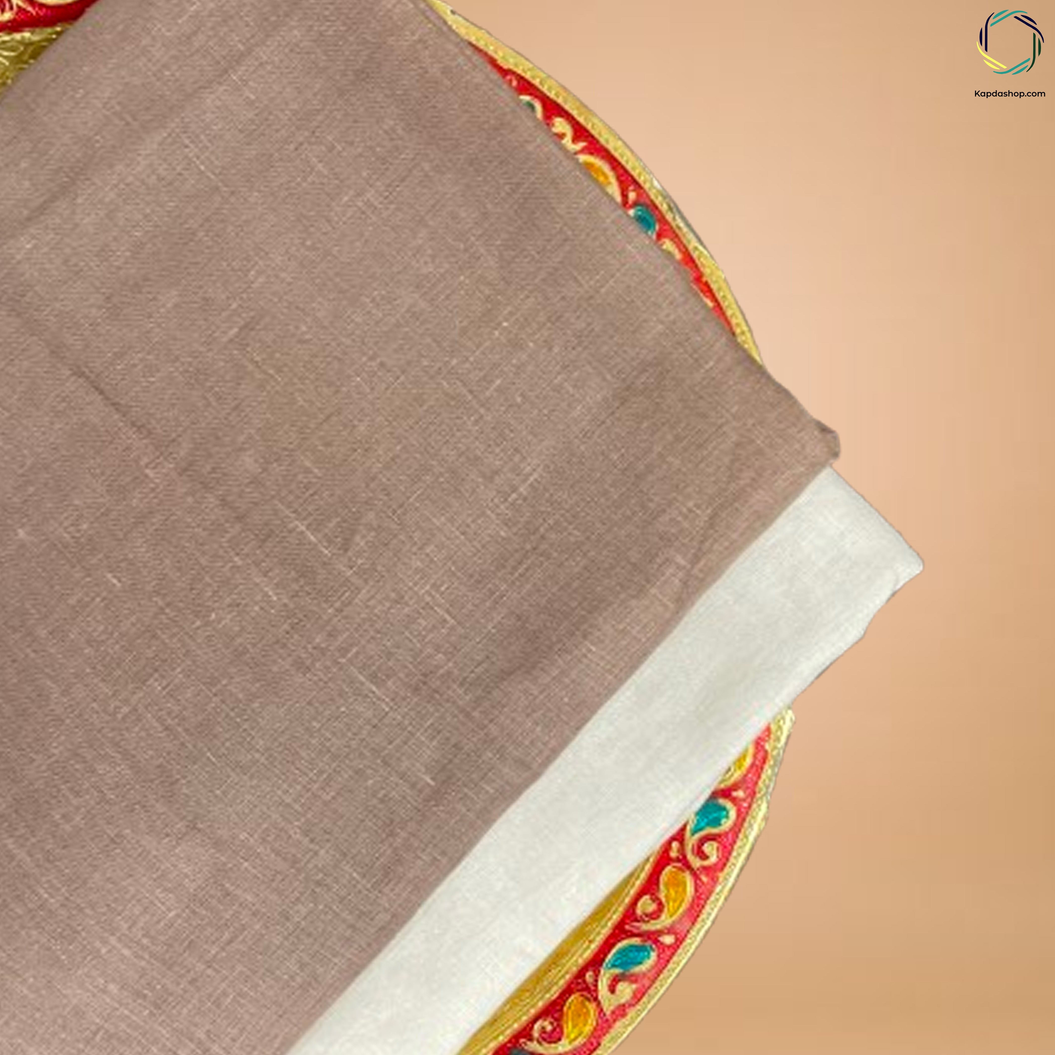 Unisex Natutal Beige Pure linen (2.5 Mtr) | White Plain Cotton Fabric(1.5 Mtr) Unstiched Combo Set