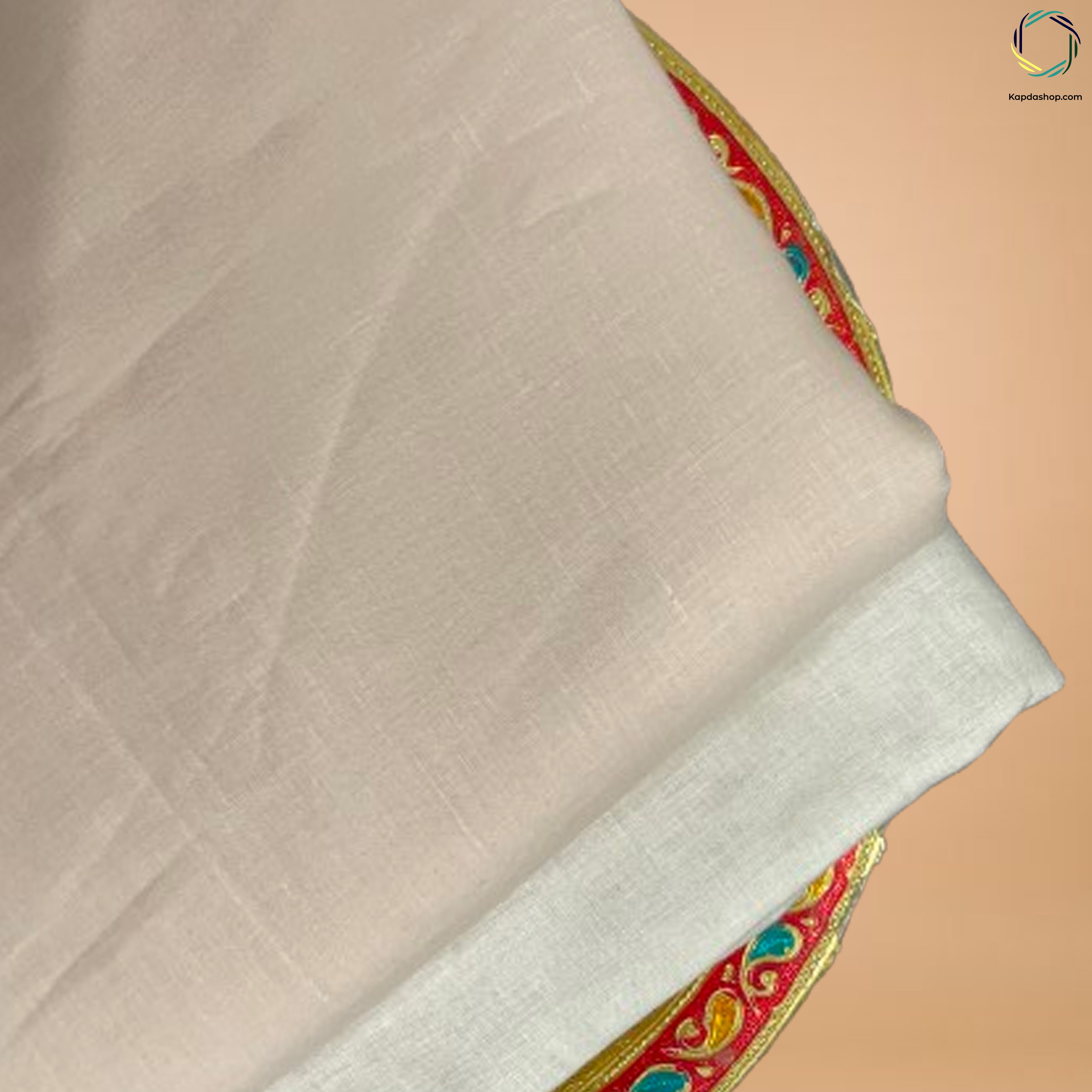 Unisex Pastel Pink Pure linen (2.5 Mtr) | White Plain Cotton Fabric(1.5 Mtr) Unstiched Combo Set