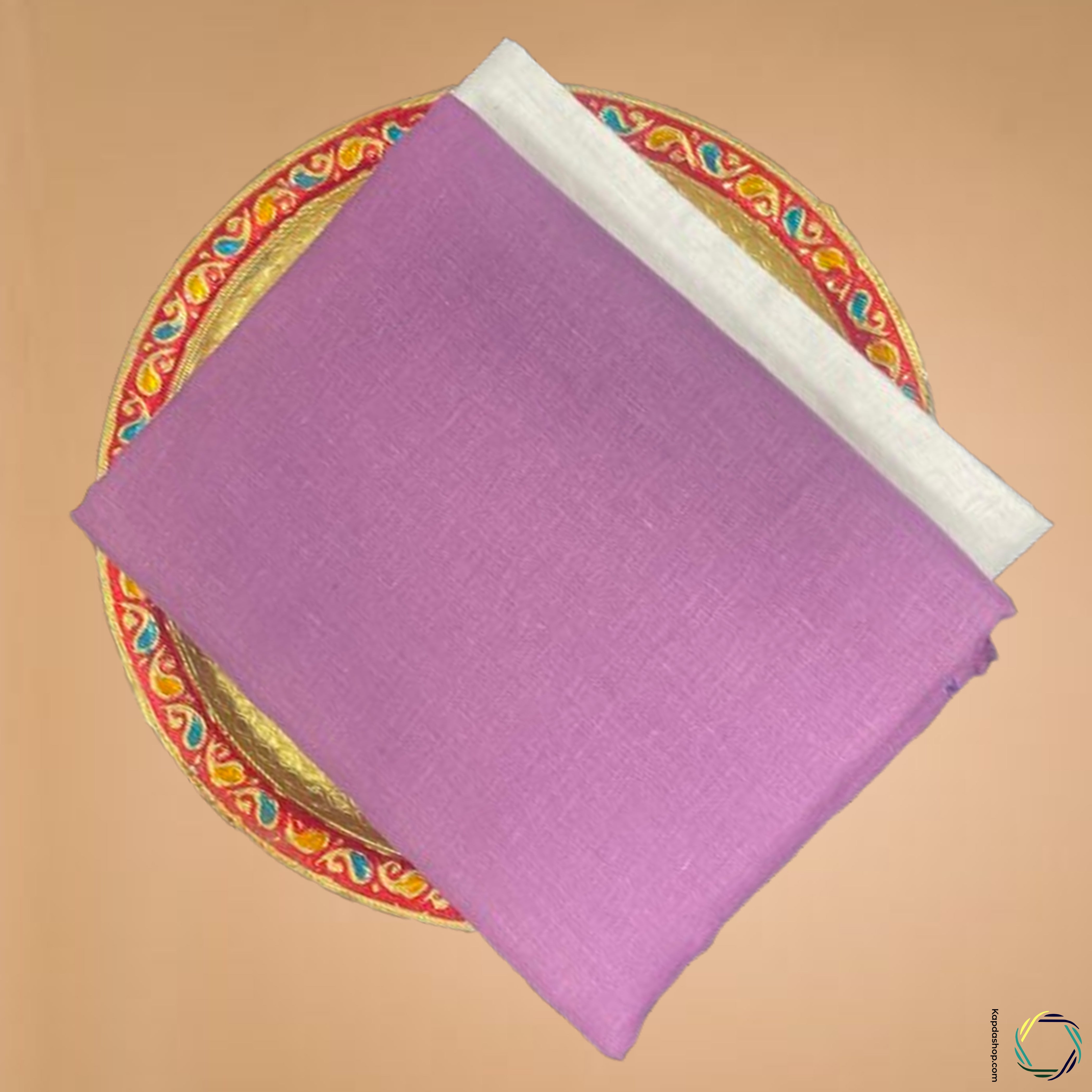 Unisex Purple Pure linen (2.5 Mtr) | White Plain Cotton Fabric(1.5 Mtr) Unstiched Combo Set