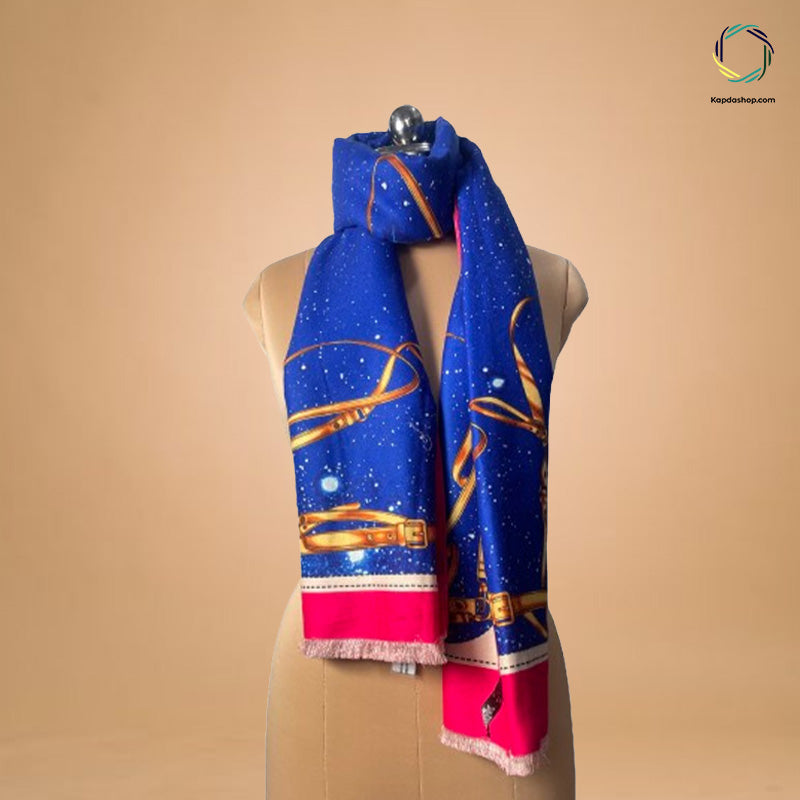 Blue & Orange Designed Dual Sided Premium Stole