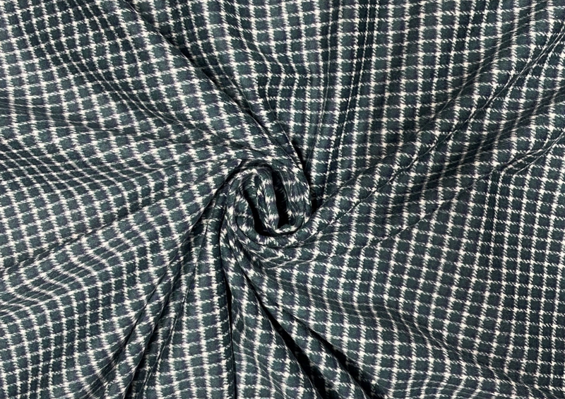 Green & White Checks Tweed Fabric