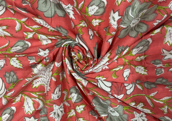 Multicolor Floral Printed Cotton Cambric Fabric