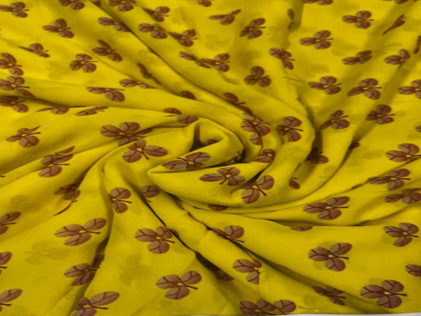 Yellow Traditional Georgette Fabric